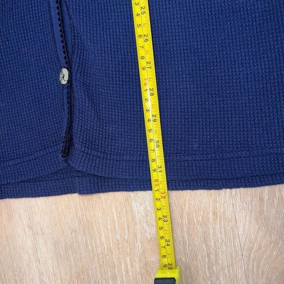 Image by Edie Waffle Textured Cotton Button Down Navy Blue Vest Women’s One Size - Picture 9 of 10